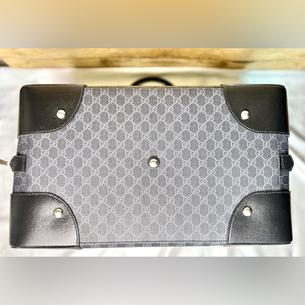 Gucci Gray and Black Monogram Briefcase. - Picture 7 of 14